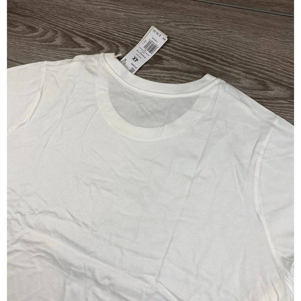 Adidas Women's Short Sleeve Holiday Logo T Shirt White Size 4X New - Picture 3 of 9